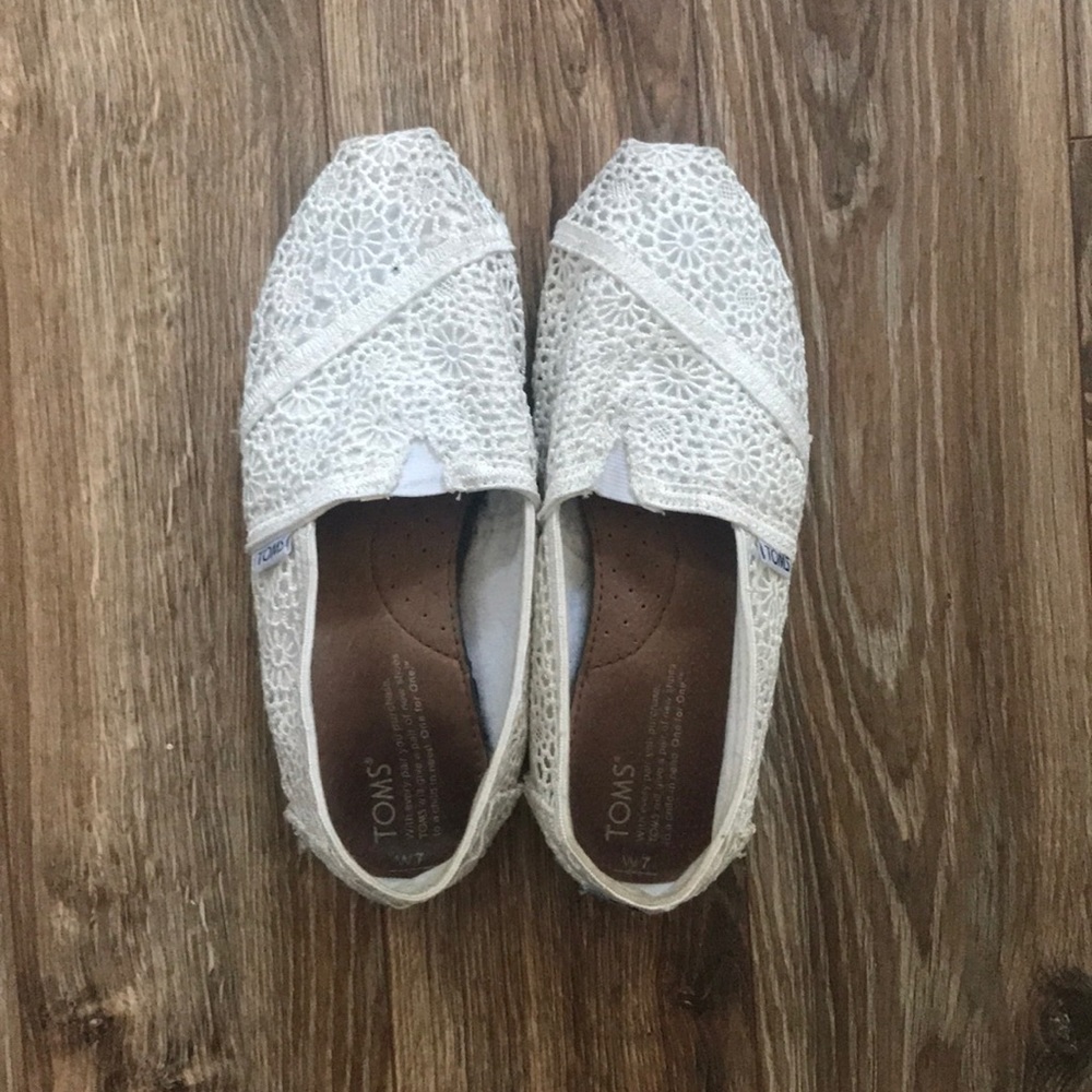White crochet TOMS